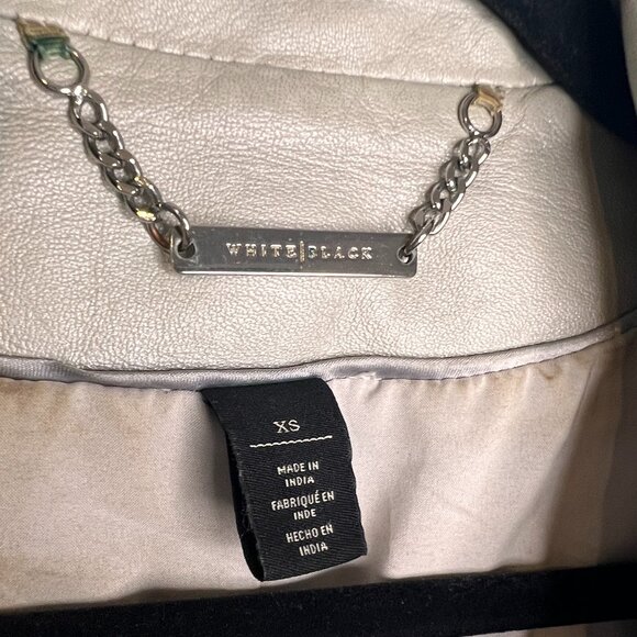 <RARE> Silver Leather Peplum Jacket - WHBM - Picture 6 of 7